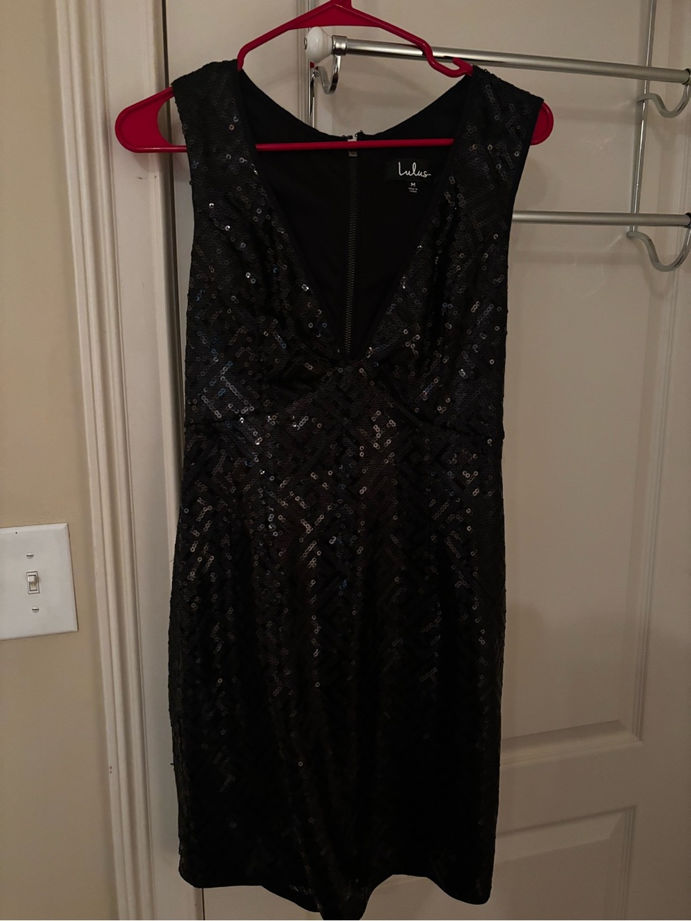 Lulu's Black Sequin V-Neck Mini Dress